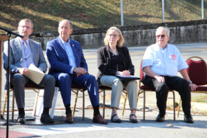 Mason County Judge-Executive Owen McNeill, Senior Advisor to the Governor Rocky Adkins, Amanda LeFevre, and Herb Petitjean, from left.